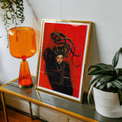 Lilith - Sapphic Witch Art Print, Framed Red Art Print Figure Black Hair Crimson
