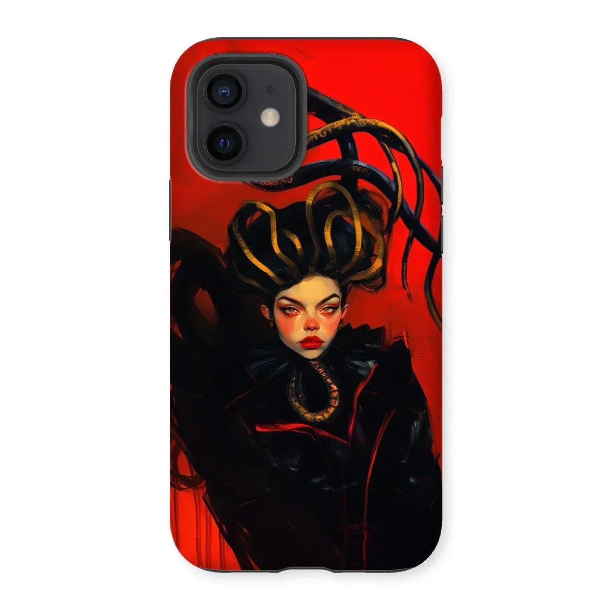 Lilith - Sapphic Witch Iphone Case, 12 / Matte, Phone Case Dramatic Illustration Figure Elaborate Black Gold