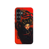 Lilith - Sapphic Witch Phone Case Samsung Galaxy S24 / Matte Red Stylized Illustration Woman Black Hair Terrifying Queer, Iphone, Powerful