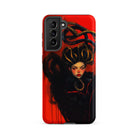 Lilith - Sapphic Witch Samsung Case, Galaxy S21 Fe / Matte, Red Smartphone Case Illustration Woman Dark Hair Golden