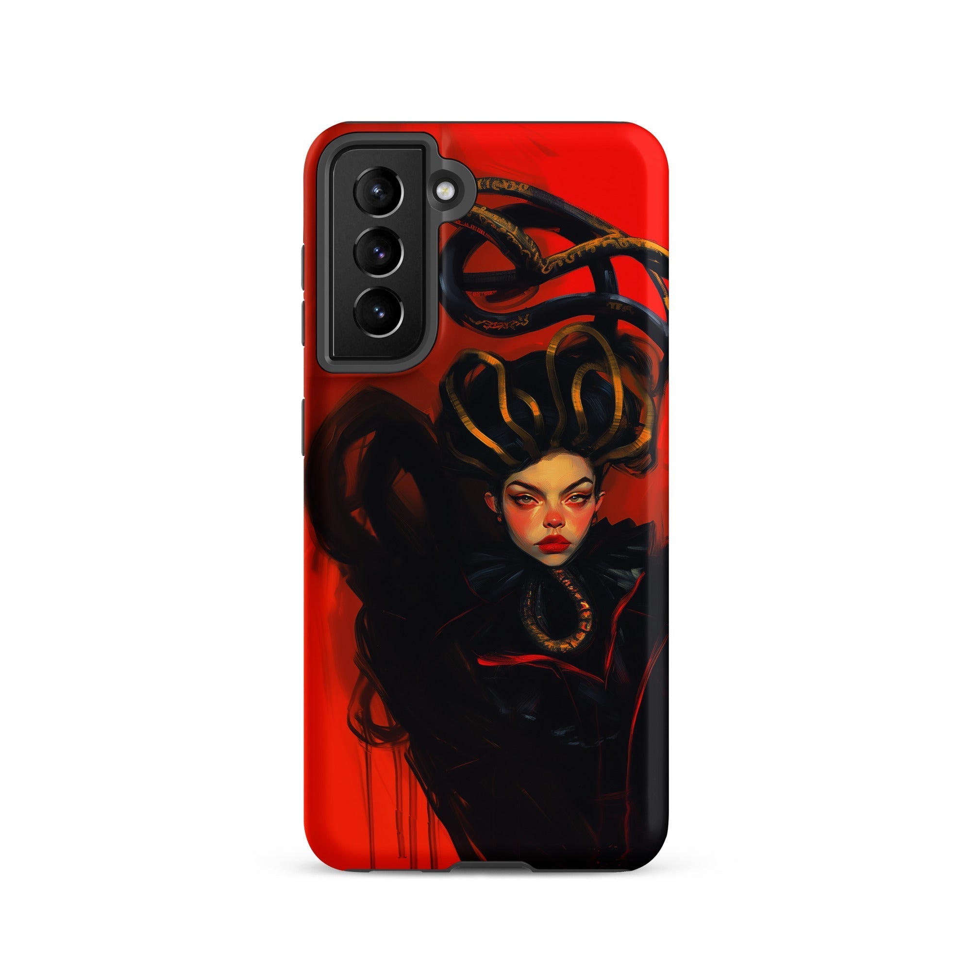 Lilith - Sapphic Witch Samsung Case, Galaxy S21 / Matte, Red Phone Case Illustration Woman Black Gold Serpentine