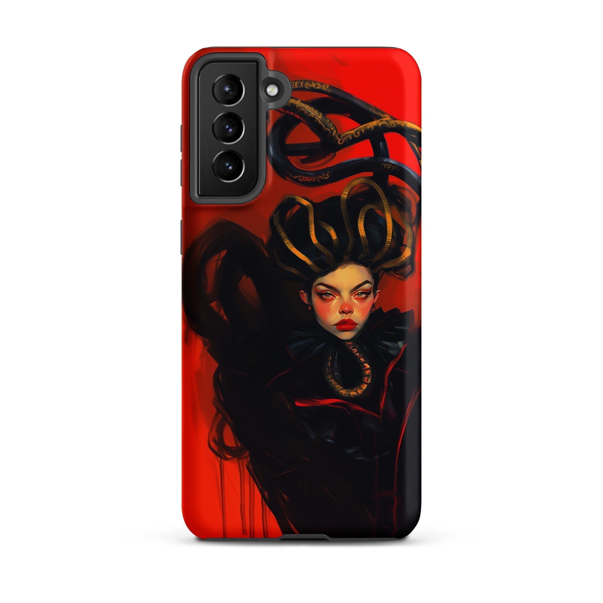Lilith - Sapphic Witch Samsung Case, Galaxy S21 Plus / Matte, Red Phone Case Stylized Portrait Woman Black Hair