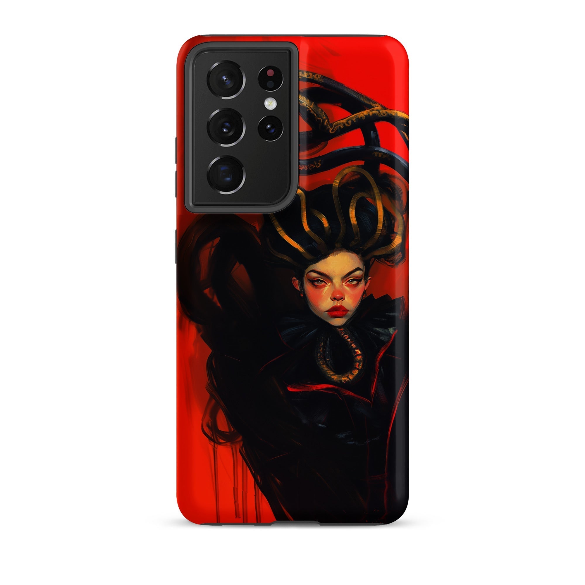 Lilith - Sapphic Witch Samsung Case, Galaxy S21 Ultra / Matte, Red Phone Case Illustration Woman Dark Hair Eyes