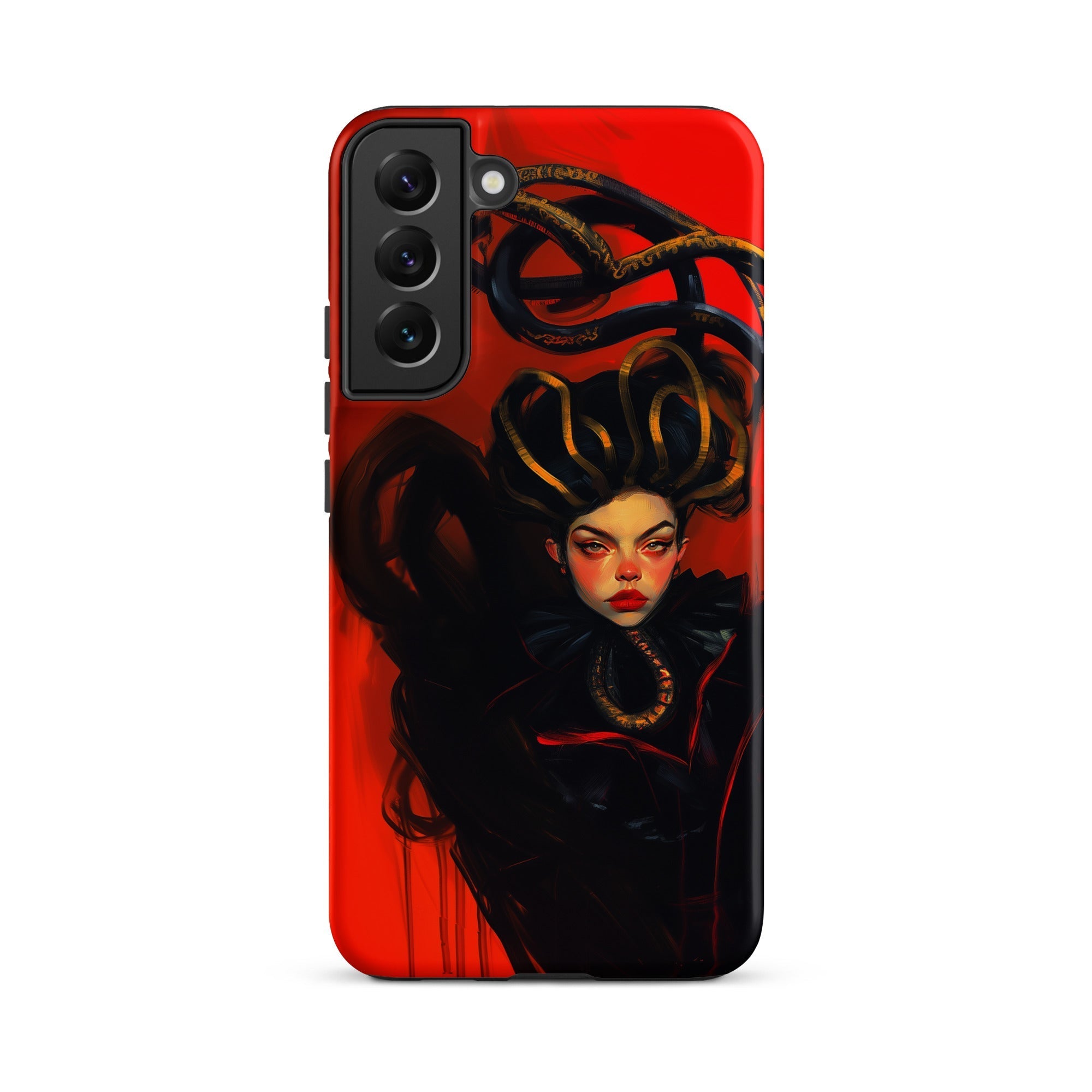 Lilith - Sapphic Witch Samsung Case, Galaxy S22 Plus / Matte, Red Smartphone Case Illustration Woman Serpentine Hair