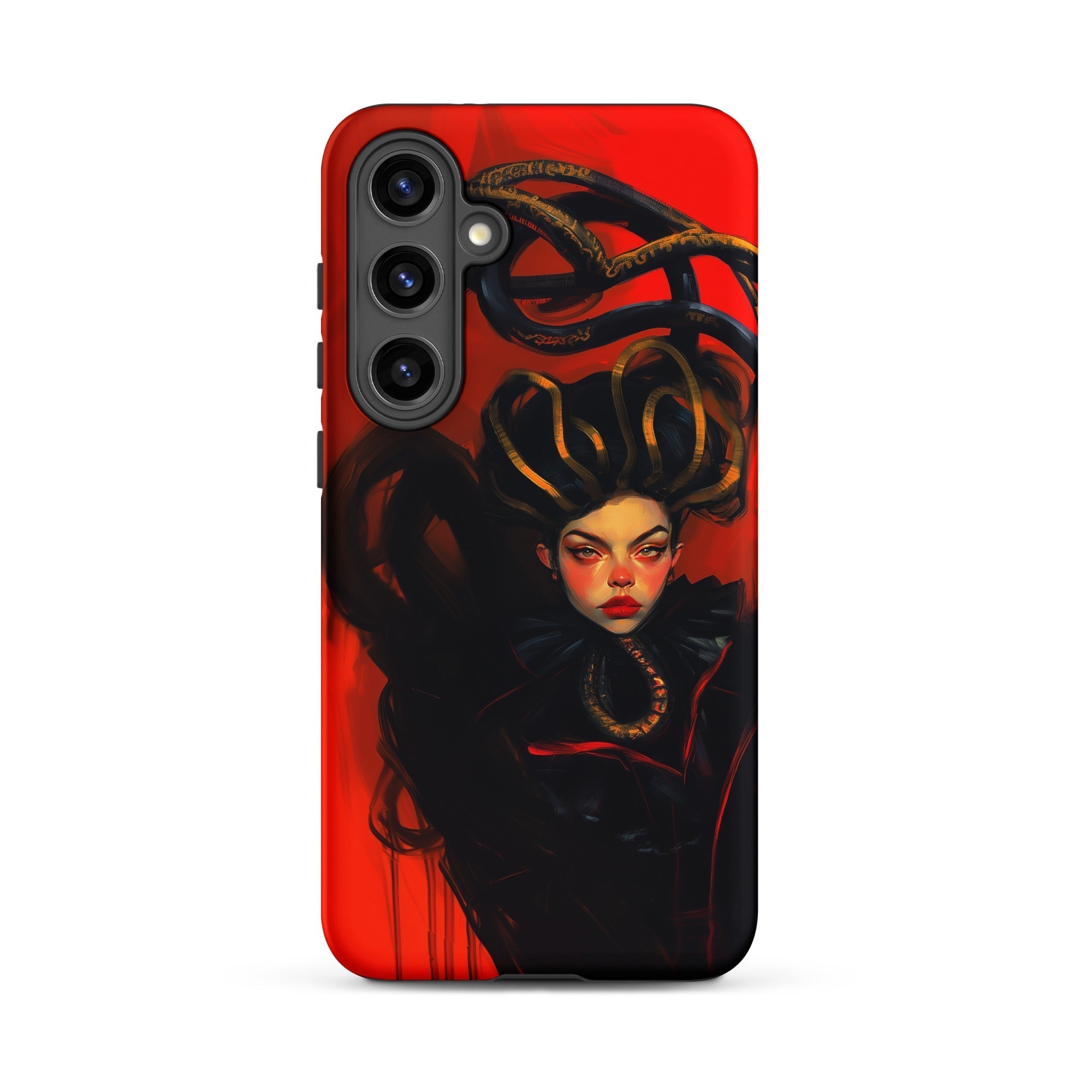 Lilith - Sapphic Witch Samsung Case, Galaxy S24 Plus / Matte, Red Phone Case Stylized Depiction Woman Snakes Hair