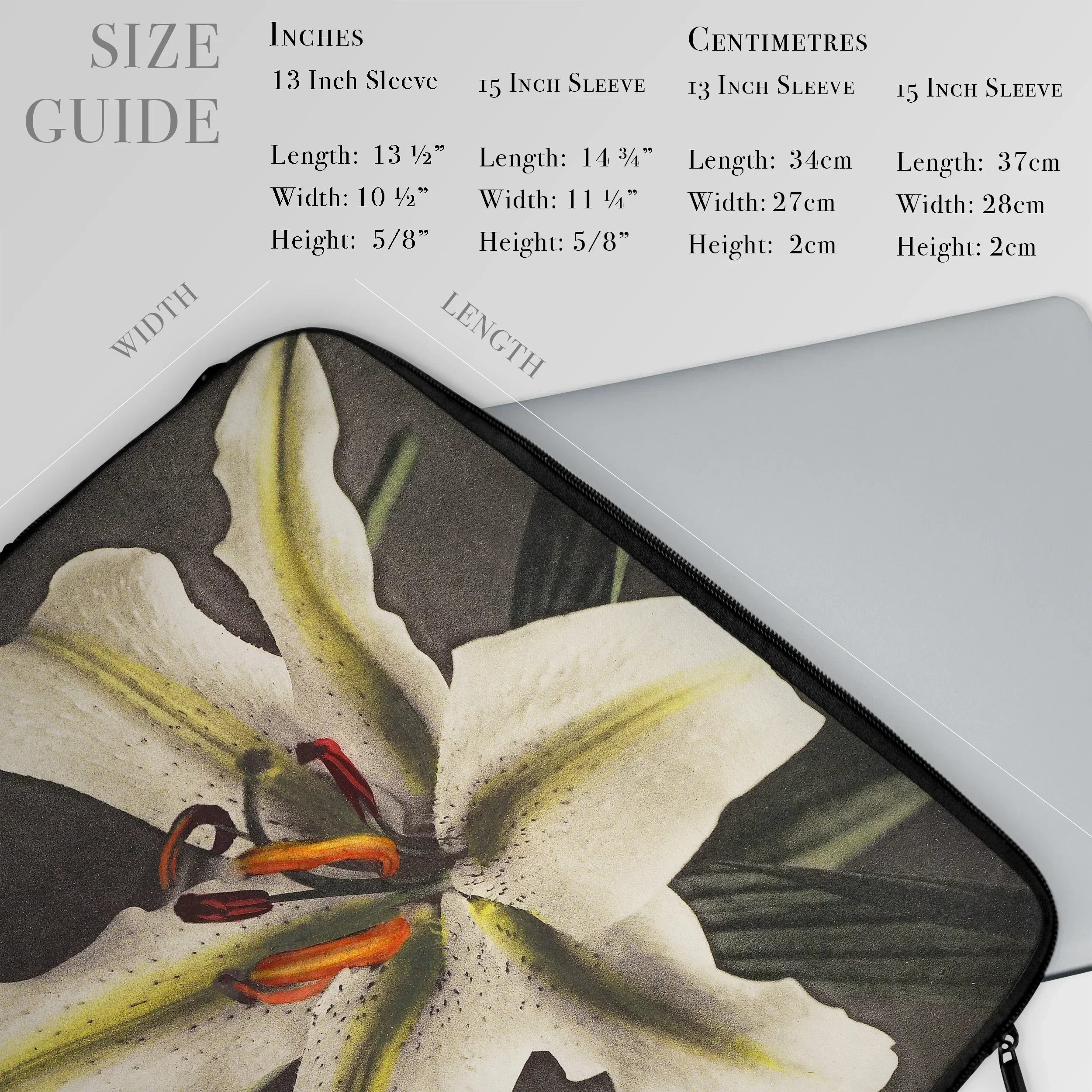 Lily - Kazumasa Ogawa Floral Art Laptop Sleeve, Laptop Sleeve Close-up Photograph White Lily Flower