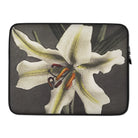 Lily - Kazumasa Ogawa Floral Art Laptop Sleeve, White Lily Flower Prominent Orange Stamens Pistil
