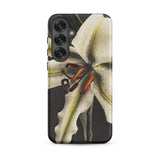 Lily - Ogawa Kazumasa Floral Art Samsung Case, Galaxy S25 Plus / Matte, Black Smartphone Case White Lily Flower Design
