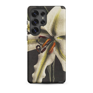 Lily - Ogawa Kazumasa Floral Art Samsung Case, Galaxy S25 Ultra / Matte, Black Phone Case Close-up White Lily