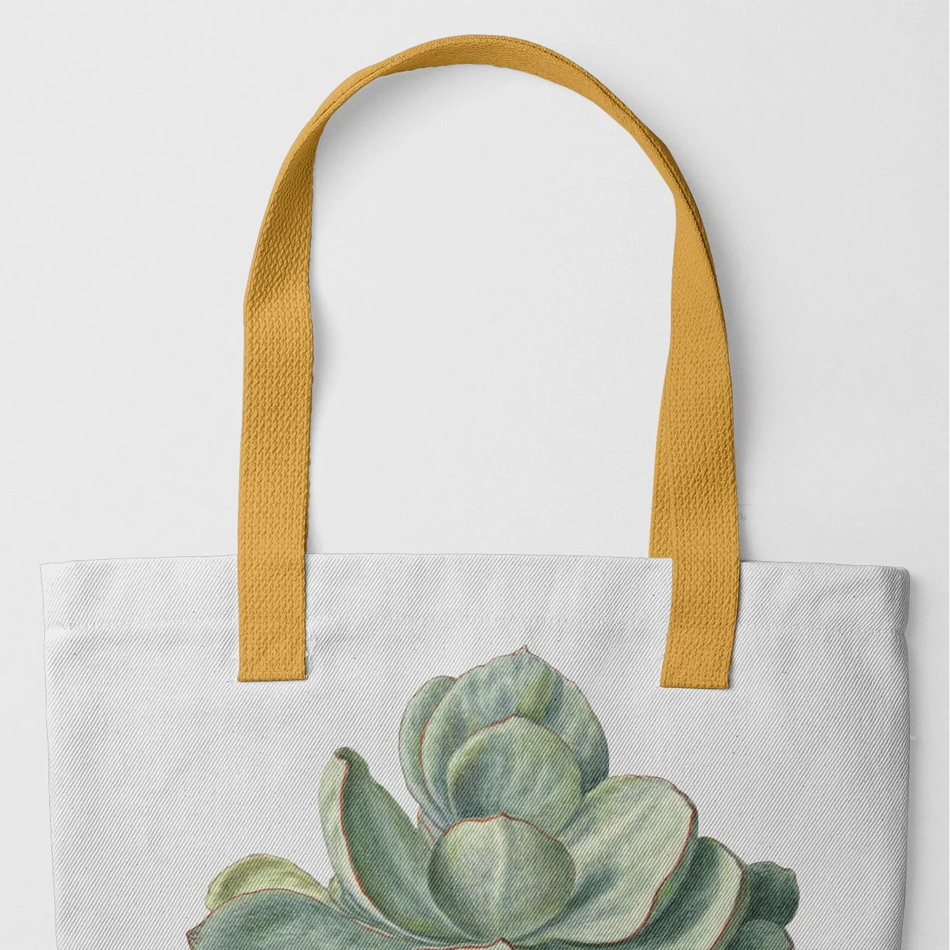 Little Green Man - Silver Bullet Succulent Tote Bag, Yellow Handles, Littgrey-yellow, Tote Yellow Straps Painted