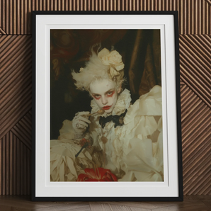The Little Imp - Gay Devil Art Print, Framed Portrait Person Elaborate White Costume Dramatic Makeup