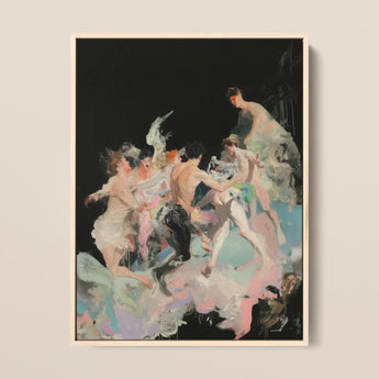 Our Little Secret - Neobarockes Bacchanal-Kunstdruck / Leinwand, 12x16’’ / 31x41cm / Naturrahmen, Poster Drucke & visuelle Kunstwerke, Toby Leon