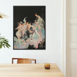 Our Little Secret - Neo-baroque Bacchanal Art Print / Canvas Framed Artwork Dancers Soft Pastel Hues Dark Background, Blackness Holds,