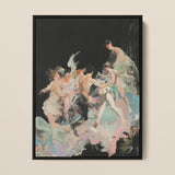 Our Little Secret - Neo-baroque Bacchanal Art Print / Canvas Framed Painting Dynamic Abstracted Scene Figures Motion Dark, Blackness Holds,