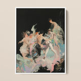 Our Little Secret - Neo-baroque Bacchanal Art Print / Canvas Framed Painting Dynamic Impressionistic Scene Nude Figures Motion, Blackness