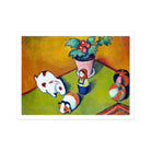 Little Walter’s Toys August Macke Art Print, Colorful Painting Toy Animals Potted Plant Green Surface