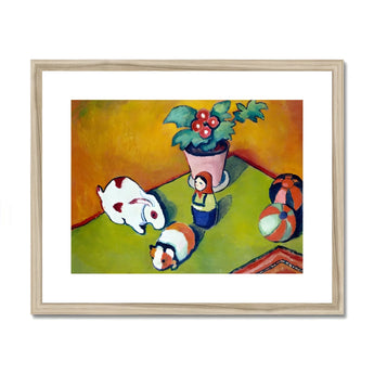 Little Walter’s Toys - August Macke Art Print, Framed Colorful Painting White Cat Decorative Vase Flowers