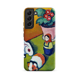 Little Walter’s Toys - August Macke Phone Case Samsung Galaxy S22 Plus / Matte Vibrant Painted Whimsical Scene Red-hatted Doll Macke’s,