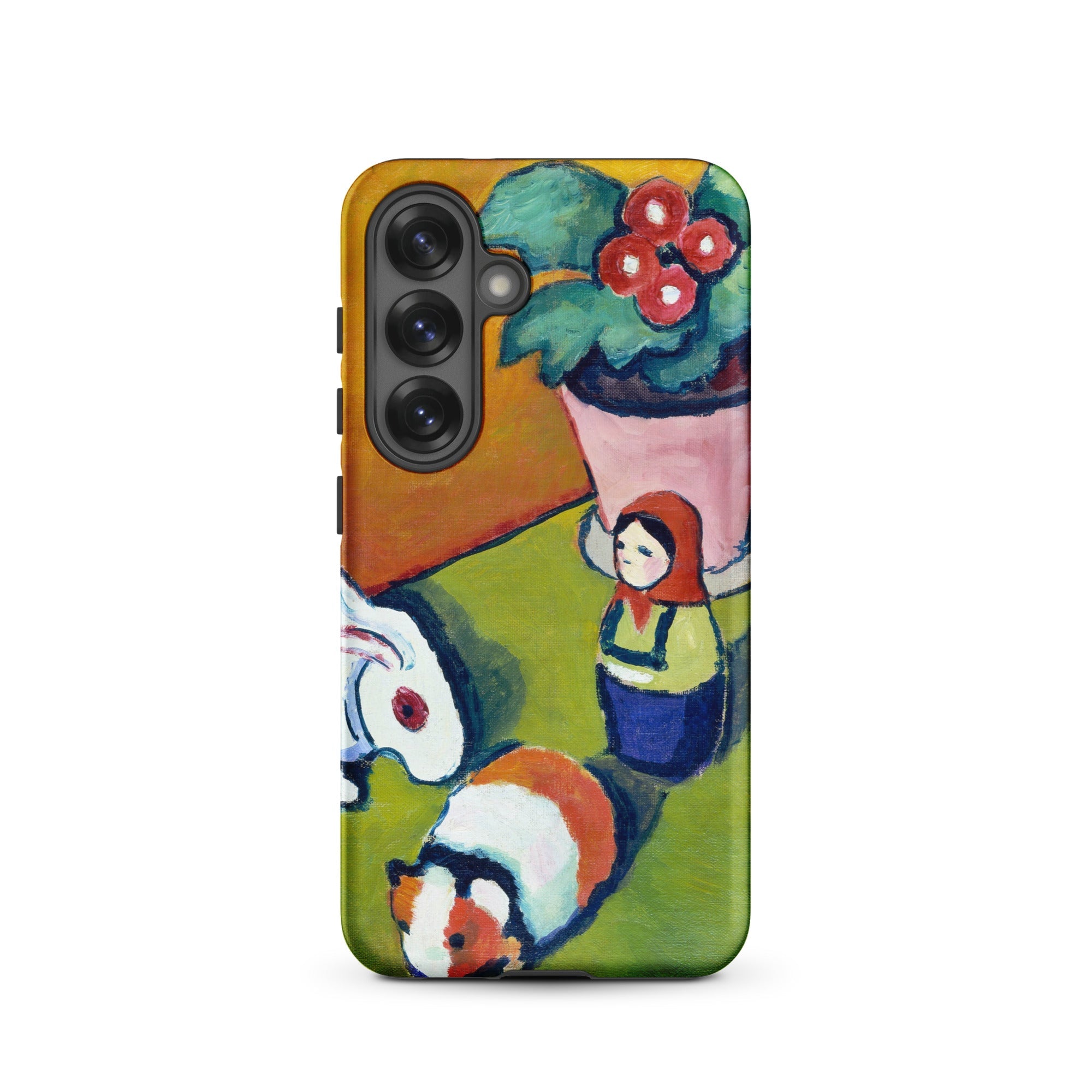 Little Walter’s Toys August Macke Samsung Case, Galaxy S25 / Matte, Smartphone Case Folk Art Style Painting Potted Plant Doll