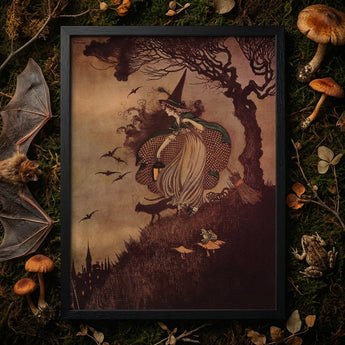 The Little Witch - Ida Rentoul Outhwaite Art Print / Canvas, 12x16’’ / 31x41cm / Unframed / no Border, Posters Prints & Visual Artwork,