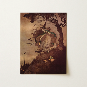 The Little Witch - Ida Rentoul Outhwaite Art Print / Canvas, 12x16’’ / 31x41cm / Unframed / no Border, Posters Prints & Visual Artwork,