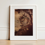 The Little Witch - Ida Rentoul Outhwaite Art Print / Canvas, 12x16’’ / 31x41cm / White Frame / Matboard, Posters Prints & Visual Artwork,