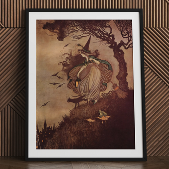 The Little Witch - Ida Rentoul Outhwaite Art Print / Canvas Vintage Witch Broomstick Poster Ida Rentoul Outhwaite, Rentoul, Outhwaite