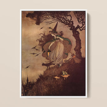 The Little Witch - Ida Rentoul Outhwaite Art Print / Canvas Vintage-style Framed Art Print Witch Gown Pointed Hat Ida Rentoul Outhwaite,