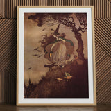 The Little Witch - Ida Rentoul Outhwaite Art Print / Canvas Wooden Framed Witch Print Broomstick Bats Ida Rentoul Outhwaite, Rentoul,
