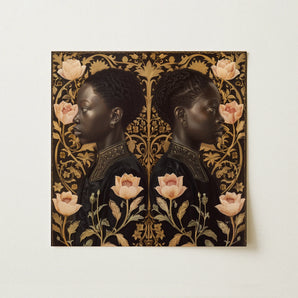 Lizzie & Carlotta - Afro-victorian Twins Art Print / Canvas, 12x12’’ / 31x31cm / Unframed / no Border, Posters Prints Visual Artwork, Toby