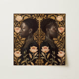 Lizzie & Carlotta - Afro-victorian Twins Art Print / Canvas, 12x12’’ / 31x31cm / Unframed / no Border, Posters Prints Visual Artwork, Toby