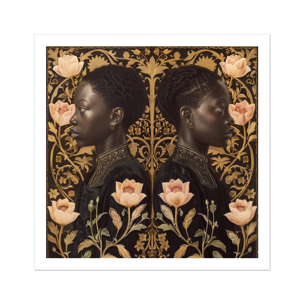 Lizzie & Carlotta - Afro Victorian Twins Art Print 30’’x30’’ Posters Prints Visual Artwork