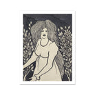 Long Haired Woman in Front of Tall Rosebushes Aubrey Beardsley Art Print, 18x24’’ / 46x61cm / Unframed, Art Nouveau Woman Hair