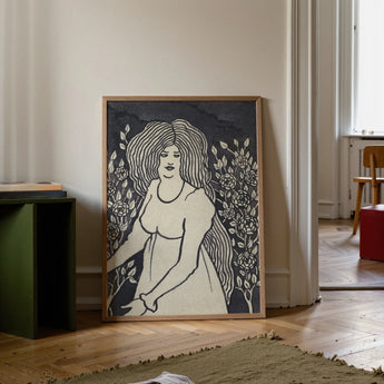 Long-haired Woman in Front of Tall Rosebushes - Aubrey Beardsley Art Print, Posters Prints & Visual Artwork, Toby Leon