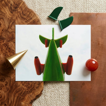 Look Up Giclée Print / Canvas Green Red Ceramic Sculpture Sleek Modern Design Giclée Print, Living Space, Waking Dream