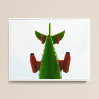 Look Up Giclée Print / Canvas Vibrant Green Red Abstract Sculpture Sleek Angular Design Giclée Print, Living Space, Waking Dream