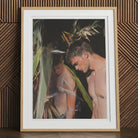 Looking - Gay Surfers Cruising Art Print, 12x16’’ / 31x41cm / Natural Frame / 2’’ Matboard, Framed Artwork Two Shirtless Men Dark Hair