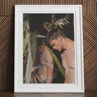 Looking - Gay Surfers Cruising Art Print, 12x16’’ / 31x41cm / White Frame / 2’’ Matboard, Framed Art Print Two Shirtless Men Amidst Tropical
