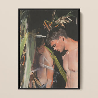 Looking - Gay Surfers Cruising Kunstdruck / Leinwand, 12x16’’ / 31x41cm / Schwarzer Rahmen, Poster Drucke & Visuelle Kunstwerke, Toby Leon
