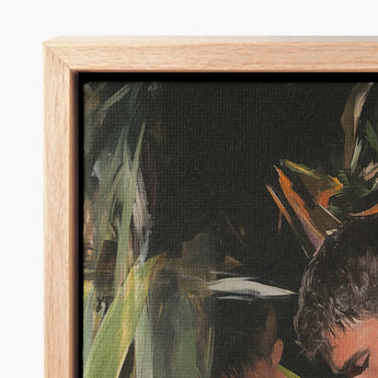 Framed Canvas Painting Light Wood Frame Abstract Depiction Gay Surfers Cruising, Art Print, Man’s Hunger, Emerging