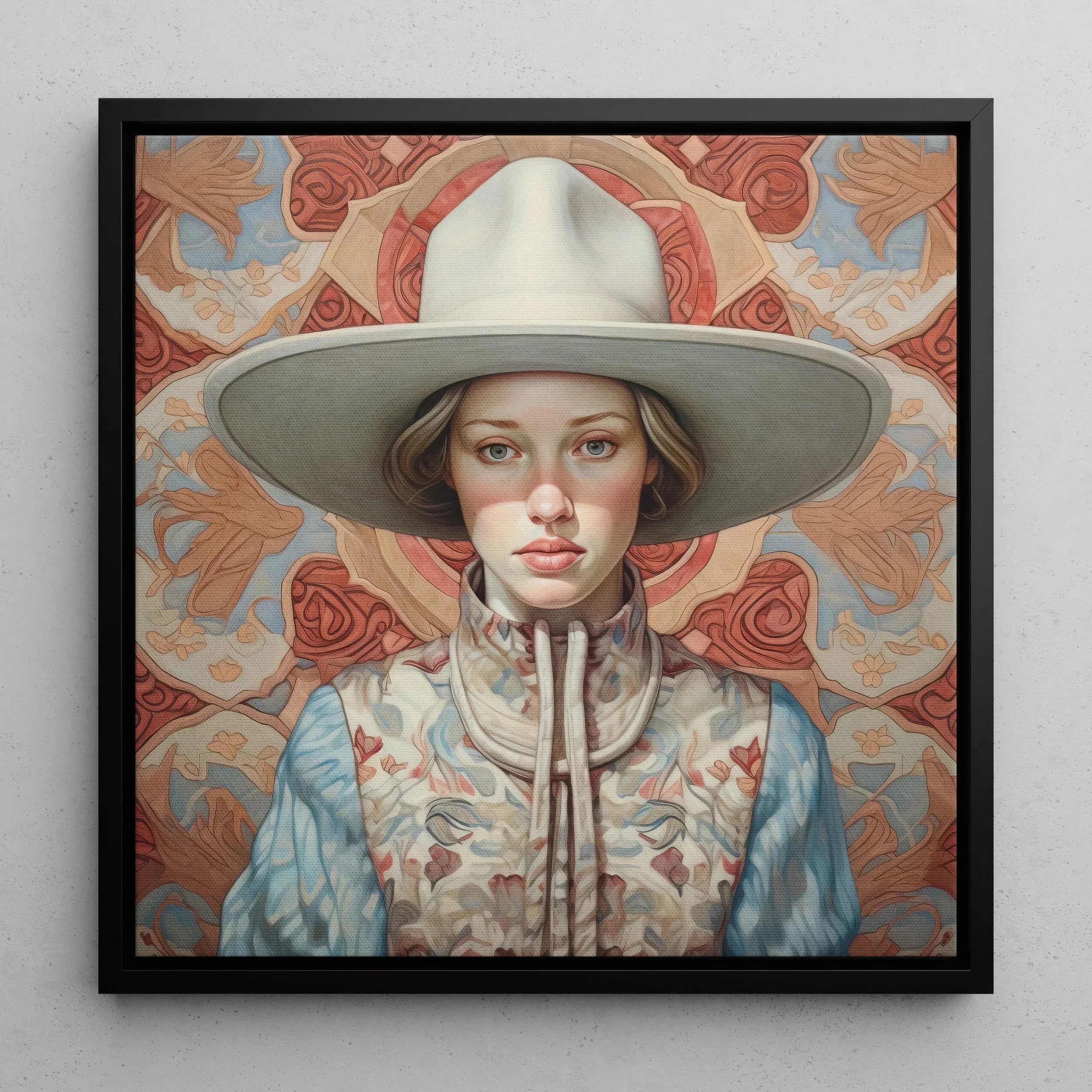 Lottie - Gold Star Lesbian Cowgirl Art Framed Canvas