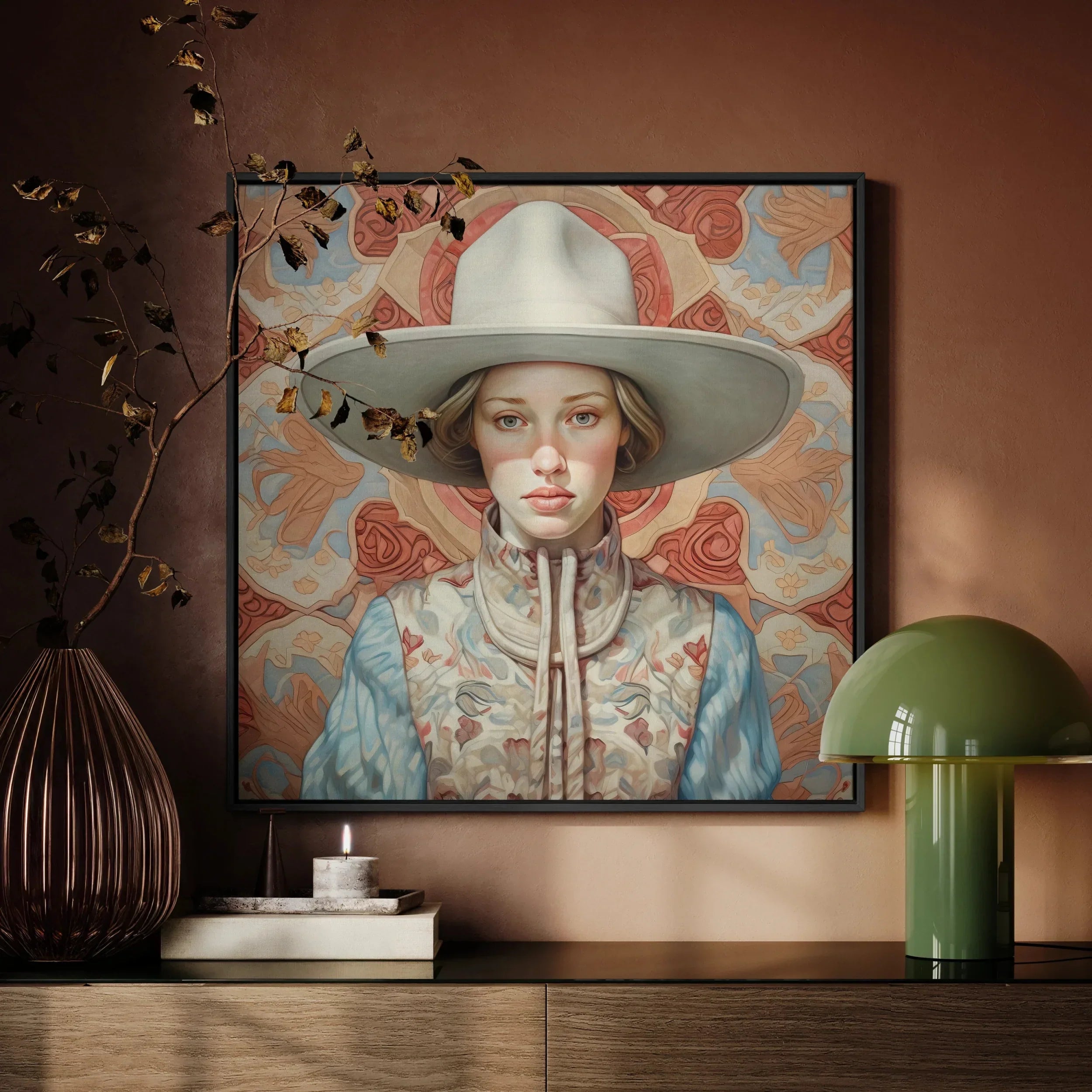 Lottie - Gold Star Lesbian Cowgirl Art Framed Canvas