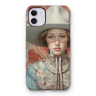 Lottie - Sapphic Cowgirl Iphone Case, 11 / Matte, Phone Case Painted Portrait Woman Wide-brimmed Hat Floral-patterned