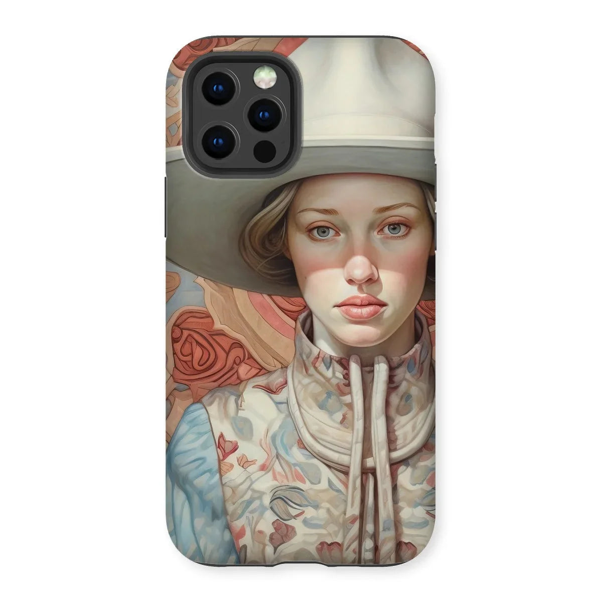 Lottie - Sapphic Cowgirl Iphone Case, 12 Pro / Matte, Phone Case Painted Portrait Woman Hat Floral-patterned Clothing