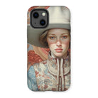 Lottie - Sapphic Cowgirl Iphone Case, 13 / Matte, Phone Case Painted Portrait Person Hat Floral-patterned Clothing