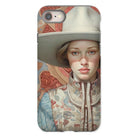 Lottie - Sapphic Cowgirl Iphone Case, 8 / Matte, Phone Case Portrait Person Wide-brimmed Hat Floral-patterned Clothing