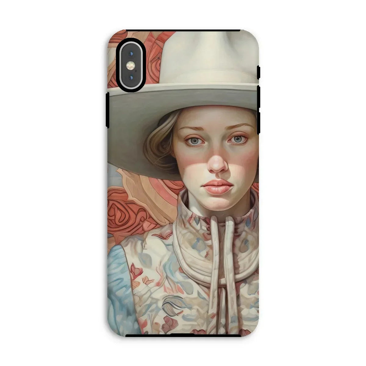 Lottie - Sapphic Cowgirl Iphone Case, Xs Max / Matte, Phone Case Portrait Woman Cowboy Hat Floral-patterned Clothing