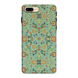 Lotus Candy - Chinese Pattern Art Iphone Case, 8 Plus / Matte, Ornate Floral-patterned Phone Case Teal Background Colorful Flower