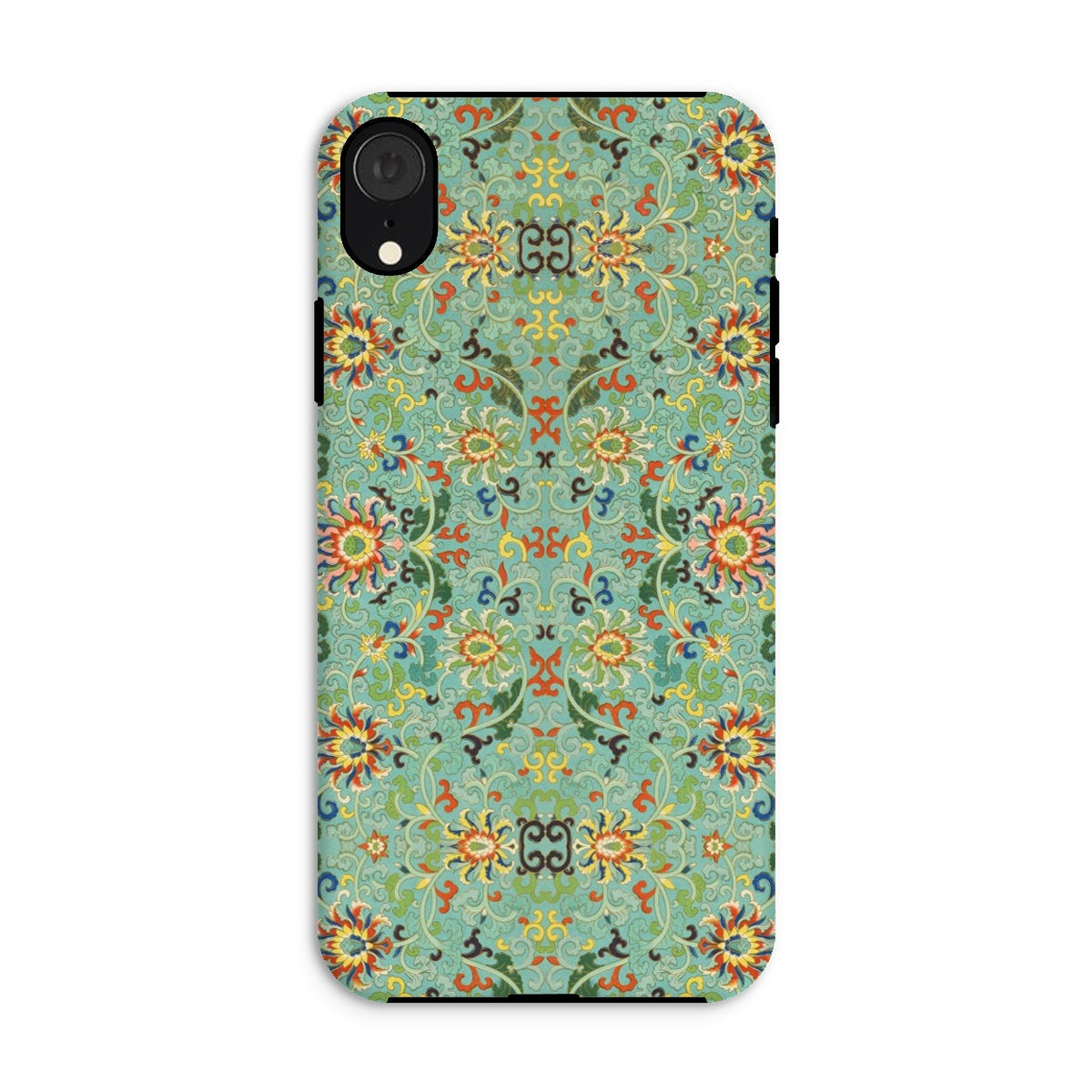 Lotus Candy Chinese Pattern Art Iphone Case, Xr / Matte, Decorative Phone Case Intricate Floral Pattern Green Yellow