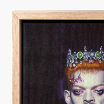 Framed Canvas Artwork Person Vibrant Orange Hair Adorned Club Kid Vampire, Surreal Gothic Glory, Art Print
